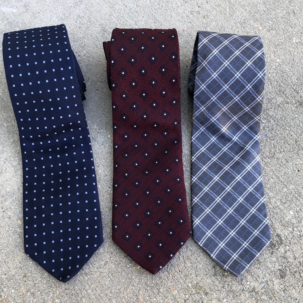 Brooks Brothers Tie Set - Navy, Burgundy, Plaid Grey